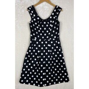 VTG Leslie Fay Work Dress Womens 6 Midi Fit Flare Polka Dot Retro Cocktail Party
